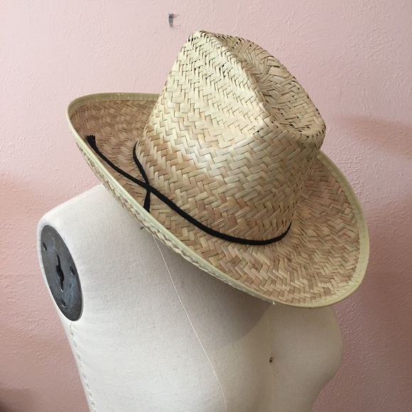 Vintage Natural Straw Woven southwestern Cowboy Hat Coastal Cowgirl - Picture 3 of 13